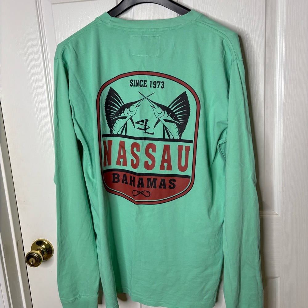 NWT Salty Waves Swordfish Fish Nassau Bahamas Graphic Long Sleeve T Shirt Sz L